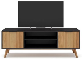 Čierny/prírodný TV stolík z borovicového dreva 140x53 cm Lavis – Marckeric