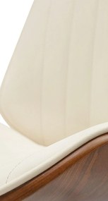 Barová stolička Nova - koženka, čierny rám - Orech / Krémová