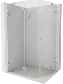 Mexen Lunar, polkruhový sprchový kút naklápací doľava 100 x 80 cm, 8mm číre sklo, zlatý matný profil, 833-100L-080P-55-00