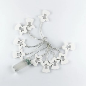 DECOLED Svetelná reťaz LED na batérie, 10 teplých bielych LED diód, 2 m, drevení anjeli