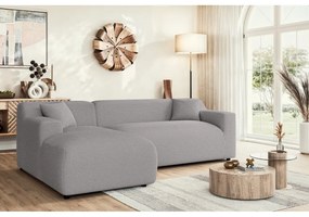 Svetlosivá menčestrová rohová pohovka (ľavý roh/s leňoškou) Martin – Ropez