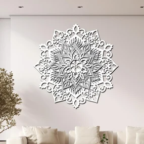 drevo zivota Drevená 3 vrstvová mandala Inšpiratívne energie Rozmery: 40x40, Farebná kombinácia: biela-sivá