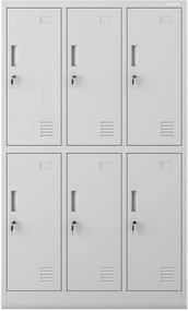 Školská BHP šatníková skriňa IGOREK, 6-dverová, 900 x 1500 x 450 mm, sivá