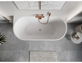 Mexen Oris, voľne stojaca ryhovaná vaňa 170 x 80 cm, biela-šedá, medený matný prepad, 52871708062-65