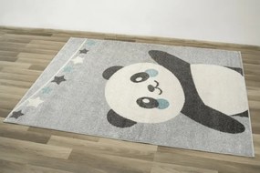 Detský koberec Emily Kids 5864A Panda sivý / tyrkysový