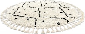Dywany Łuszczów, Kusový koberec Berber Tetuan B751 cream kruh, 120x120 (priemer) kruh, biela, obývacia izba