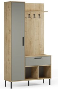 Predsieňová zostava v dekore duba v zeleno-prírodnej farbe 108x195x35 cm Heidy – Marckeric