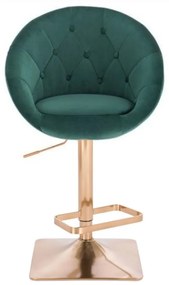 LuxuryForm DESIGN Barová stolička VERA VELUR na zlatej hranatej podstave - zelená