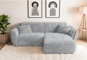 Svetlosivá ženilková rohová pohovka (pravý roh/s leňoškou) Nelia – Ropez