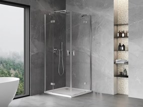 Mexen Mist-H Duo, 2-krídlový výklopný sprchový kút 90 x 90 cm, číre sklo, chrómový profil, 8A5-090L-090P-01-00