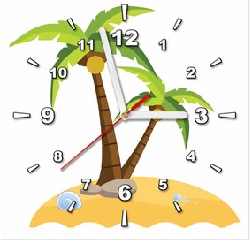 Gario Obraz s hodinami Ostrovček s dvoma palmami Rozmery: 40 x 40 cm