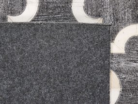 Kožený koberec 160 x 230 cm sivá/béžová YEDISU Beliani