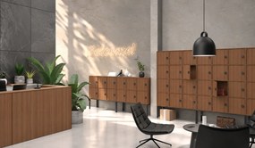 Kancelárska skriňa FRAME, 6x dvere, 2x polica, 1299 x 450 x 2162 mm, kódový zámok, orech