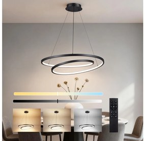 Brilagi-LED Stmievateľný luster na lanku TWISTER LED/75W/230V pr. 70 cm čierna +DO