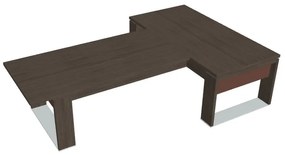 Stôl Verno+ S 200 x 300 cm s rokovacím prvkom, dub antracit / hnedá