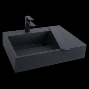 Rea Archi, umývadlo na dosku z konglomerátu 750x430x140 mm, ľavá verzia, šedá matná, REA-U4303