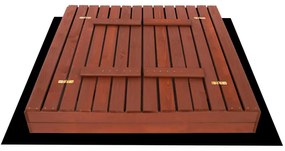 SPRINGOS Uzavreté pieskovisko s lavičkami 140x140 cm impregnované drevo,s netkanou textíliou a plachtou, gaštanovo hnedá SBP140SET05