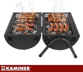 Turistický gril na drevené uhlie s poklopom