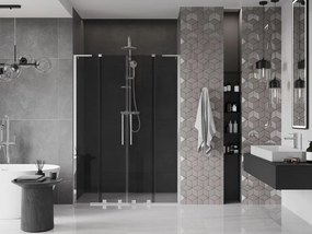 Mexen Velar L Duo, posuvné sprchové dvere do otvoru 150 cm, 8mm šedé sklo, chrómová, 871-150-003-42-01