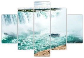 Obraz vodopádov s loďou (150x105 cm)