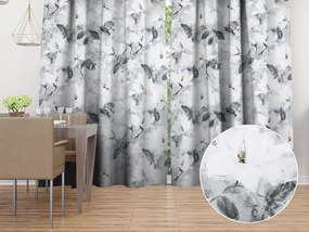 Biante Zamatový záves Tamara TMR-006 Designové kvety na sivom 145x140 cm