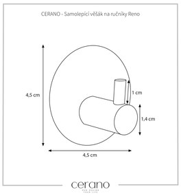 CERANO - Samolepiaci vešiak na uteráky Reno - čierna matná, CER-CER-479440