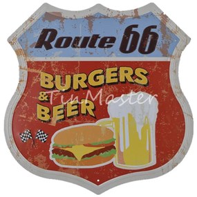 Ceduľa Route 66 Burgers &amp; Beer štít