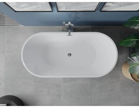 Mexen Luna, voľne stojaca vaňa 180 x 80 cm, biela-čierna, chrómový prepad, 52031808075-01