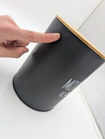 Orion 2. akosť - Plechová dóza na potraviny, čierna, s bambusovým vekom, 2,3l, HLADKÁ MÚKA