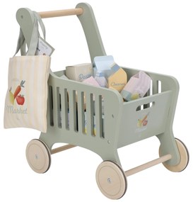 Nákupný vozík s doplnkami drevený