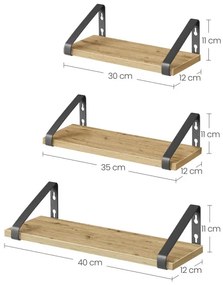 Sada troch nástenných políc LWS033B88