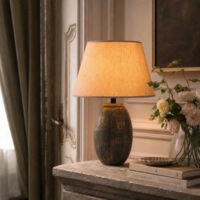Sivá/béžová stolová lampa s textilným tienidlom (výška 46 cm) Yakamoz – Opviq lights