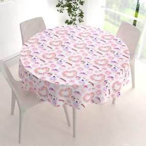 Biante Dekoračný okrúhly obrus PML-037 Ružová cukráreň Ø 130 cm