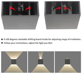 Brilagi – LED vonkajšie nástenné svietidlo DOUBLERAY, LED 4 W / 230 V, antracit, krytie IP65