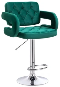 LuxuryForm DESIGN Barová stolička ADRIA VELUR na striebornom tanieri - zelená