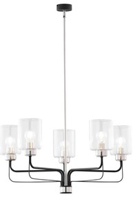 Jupiter 1884 - Luster na tyči CERES 5xE27/15W/230V matný chróm/čierna