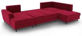 Červená zamatová rozkladacia/s úložným priestorom rohová pohovka (pravý roh/do "U") Kyoto – Cosmopolitan Design