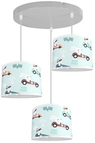 Detské závesné svietidlo Cone, 3x textilné tienidlo so vzorom (výber zo 6 farieb), (výber z 2 farieb konštrukcie), o
