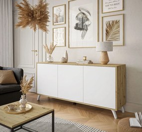 KOMODA ALWIN BIELA DUB ARTISAN BEZUCHYTKOVÁ 153 cm