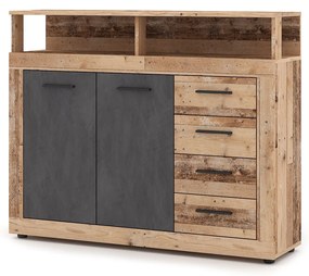 Komoda Luna 119 cm dub Matera světlý/šedá