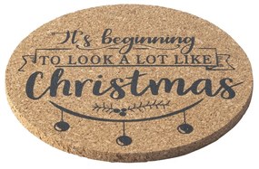 Altom Korková podložka pod hrnček Christmas  design pr. 10 cm, sada 4 ks