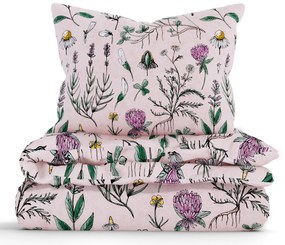 Bavlnené obliečky Renforcé - Herbár púdrové