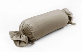 Biante Zamatový vankúš valec bonbon Velvet Prémium SVP-030 Sivobéžový 15x40 cm