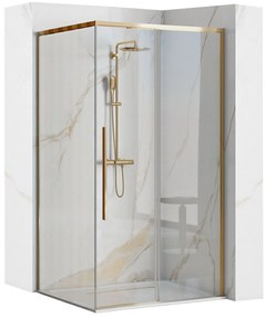 Rea Solar Gold Elegant, sprchový kút s posuvnými dverami 90 (dvere) x 90 (stena) x 195 cm, 6mm číre sklo, zlatý profil, REA-K4900