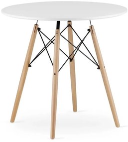 Jedálenská zostava TODI 80cm okrúhly stolový set biely + 4 stoličky OSAKA biele
