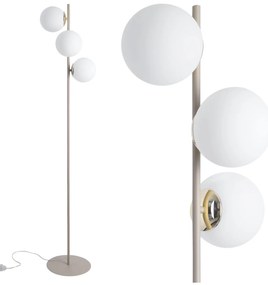 Stojacia lampa Florence, 3x biele sklenené tienidlo, g/be