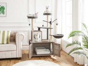 Škrabadlo pro kočky Vasagle Selly 132 cm s toaletou šedé