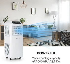 Klarstein Pure Blizzard 3 2G, mobilná klimatizácia 3 v 1, ventilátor, odvlhčovač vzduchu, 7 000 BTU/808 W, biela