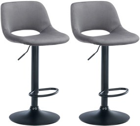 Design-Shop 2x Barová stolička Camden - zamat, čierny rám - Tmavo sivá