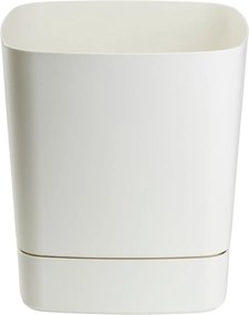 Plastový květináč s podmiskou Cubi 34x34 cm krémový